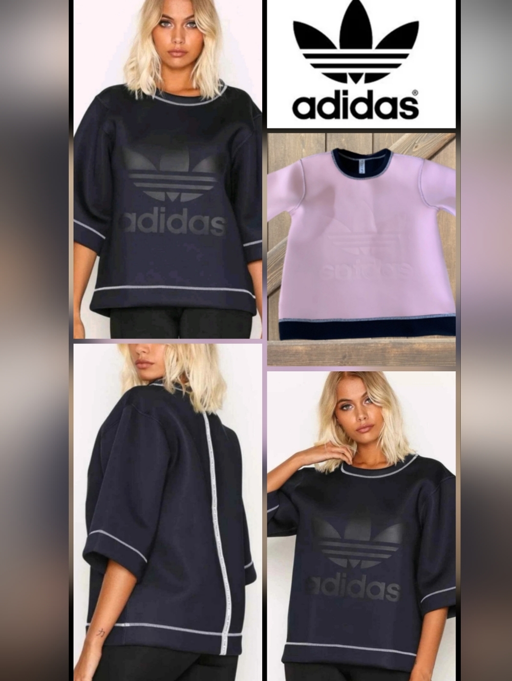 Adidas Original Reversible Trefoil Oversized Sweatshirt Navy/Pink